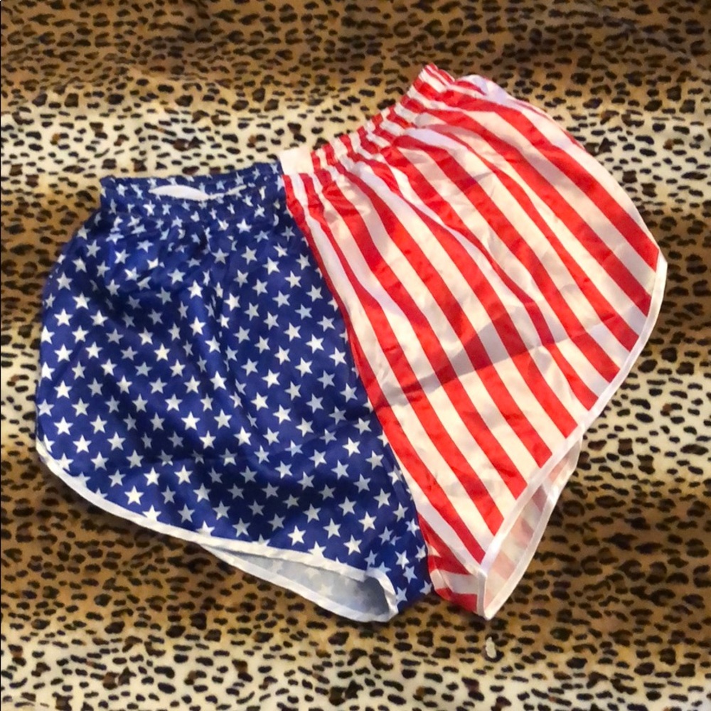 Small medium USA American shorts red white blue